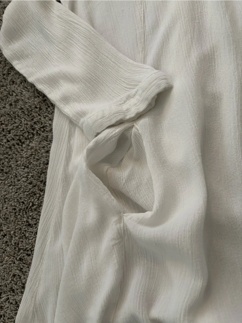 Free People Oversized Boho Button Down Tunic White Shirt/Dress Womens Size S